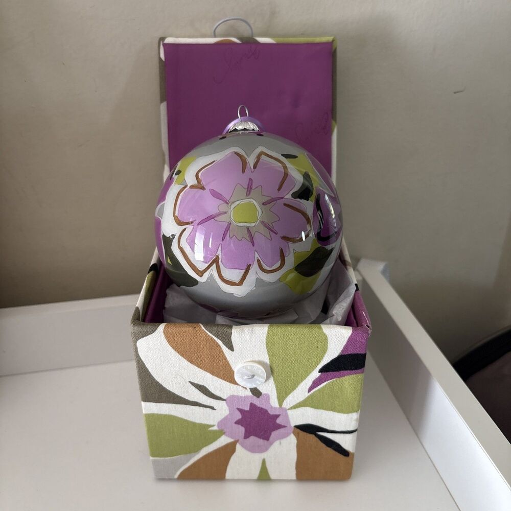 Vera Bradley 2012 Portobello Road Glass Ball Christmas Tree Ornament Holiday Box